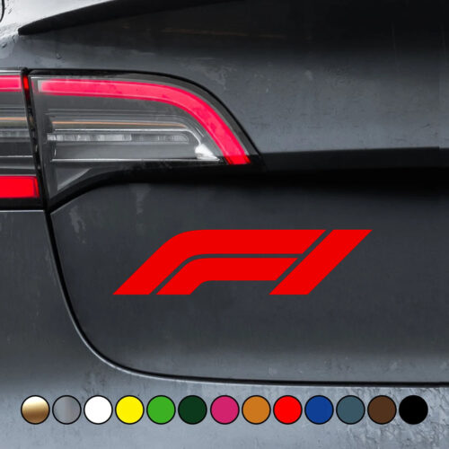 a close up of a car with f1 decal