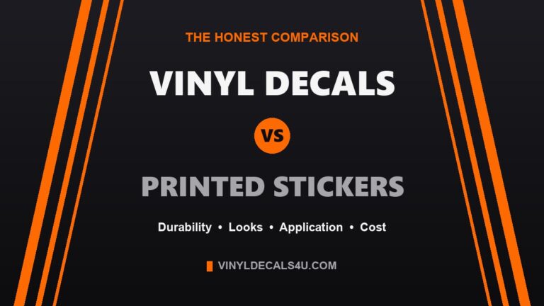Vinyl decals vs printed stickers comparison banner
